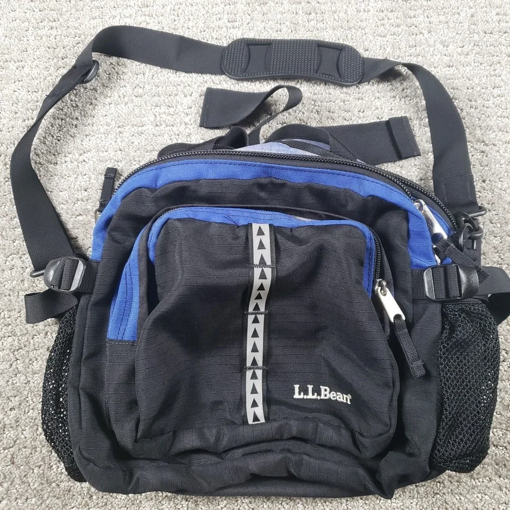 Vintage LL Bean Lumbar Pack 90s Outdoor Waist Body Shoulder Bag Blue